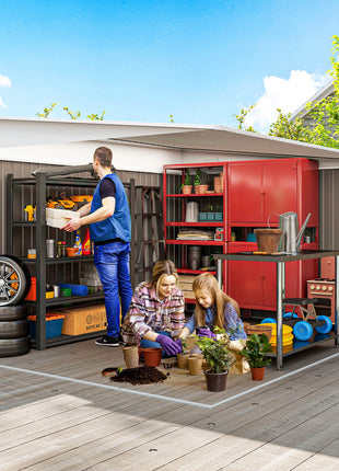 11' x 9' Metal Outdoor Storage Shed, Tool House with Double Lockable Doors for Backyard, Patio, Lawn, Garage, Gray