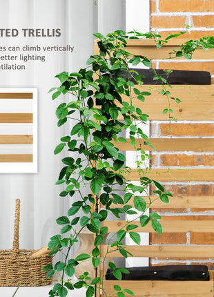 Wooden Plant Trellis Stand with 5 Hanging Planter Boxes, Freestanding Outdoor Plant Stand for Patio, Garden, Balcony, Porch