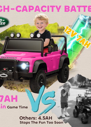 Land Rover Licensed Electric Car for Kids with Remote Control, Dual Motors, Spring Suspension, LED Lights, Pink