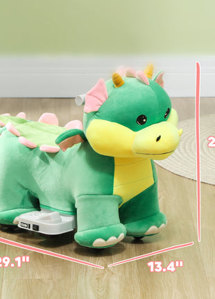 Battery Powered Ride on Toy, 6V Ride on Horse with Music Forward, PU Wheels, for 18-36 Months, Green