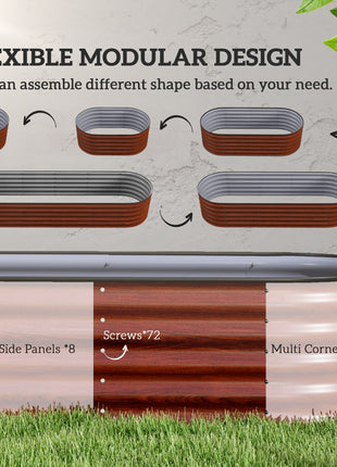7.9' x 2' x 1.4' Galvanized Raised Garden Bed Kit, Metal Planter Box with Safety Edging, Brown