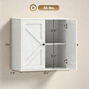 Bathroom Wall Cabinet, Farmhouse Bathroom Cabinet Wall Mount with 2 Shelves, White Wood Grain