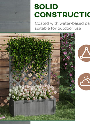 46" Wooden Planter with Trellis, Raised Garden Bed to Grow Vegetables, Herbs, Flowers for Backyard, Patio, Gray