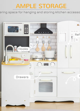 Large Play Kitchen with Full Set of Appliances for a Modern Day Pretend Kitchen, Tons of Storage, Corner Play Kitchen Set with Sound Effect, Educational Pretend Role Playset Game