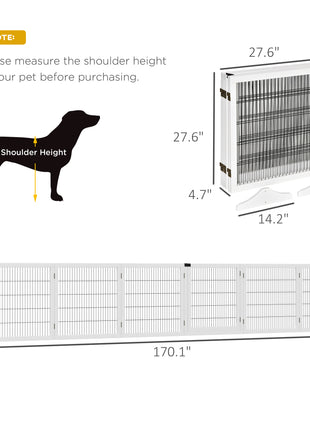 Wooden Pet Gate, 6-Panel Folding Dog Safety Barrier with Support Feet for Small & Medium Dogs, White