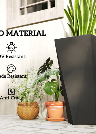 Indoor Outdoor Planters Set of 3 MgO Tall Planters Stackable Flower Pots with Drainage Holes for Garden, Balcony, Black