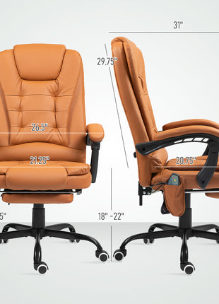 7-Point Vibrating Massage Office Chair High Back Massaging Office Desk Chair with Lumbar Support, Footrest, Light Brown