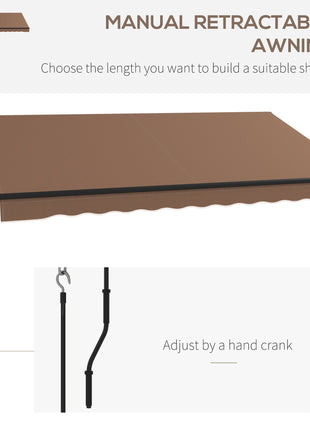 12' x 10' Retractable Awning, 280gsm UV Resistant Sunshade Shelter for Deck, Balcony, Yard, Coffee