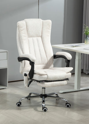 Massage Office Chair with 6 Points and Heat, Reclining Computer Chair with Adjustable Height and Footrest, White