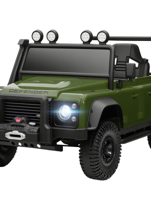 Land Rover Licensed Electric Car for Kids with Remote Control, Dual Motors, Spring Suspension, LED Lights, Dark Green