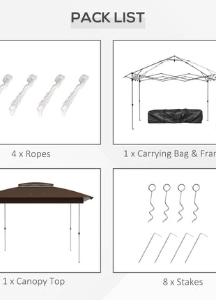 12' x 12' Pop Up Canopy Tent with Netting and Carry Bag, Instant Sun Shelter with 137 sq.ft Shade, Dark Brown