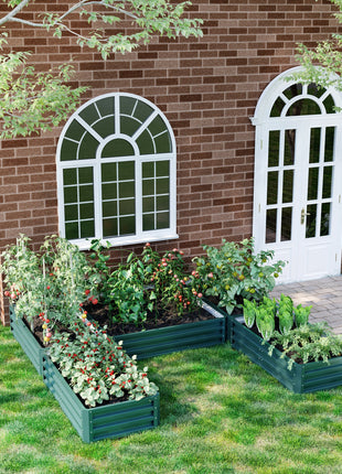 Steel Raised Garden Bed, Set of 5 Large Box Planters for Outdoor Plants Vegetables Flowers Herbs, 8x8x1ft, Green