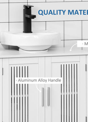 Bathroom Under Sink Cabinet Vanity Unit with Adjustable Shelf Space Saver, White