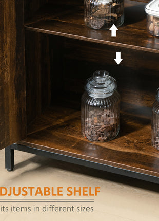 Industrial Sideboard Buffet Cabinet with Doors, Kitchen Cabinet, Coffee Bar Cabinet with Adjustable Shelves, Rustic Brown
