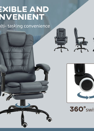 7-Point Vibrating Massage Office Chair High Back Massaging Office Desk Chair with Lumbar Support, Footrest, Blue