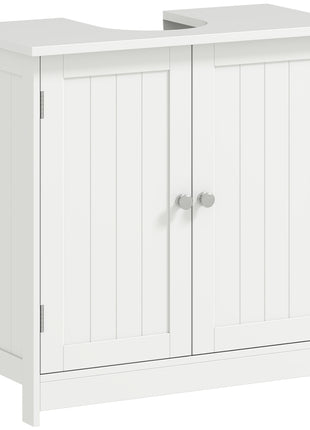 24" Under Sink Storage Cabinet with 2 Doors and Shelves, Pedestal Sink Bathroom Vanity Furniture, White