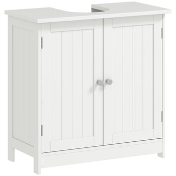 24" Under Sink Storage Cabinet with 2 Doors and Shelves, Pedestal Sink Bathroom Vanity Furniture, White