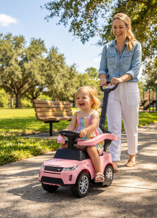 Land Rover Discovery Licensed Baby Push Car, 2-in-1 Ride on Car with Push Handle and Safety Guardrail, Pink