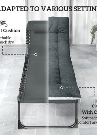 Outdoor Chaise Lounge Chair Set of 2, 5-Level Adjustable Folding Pool Lounge Chairs with Cushions, Gray
