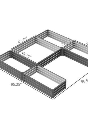 Steel Raised Garden Bed, Set of 5 Large Box Planters for Outdoor Plants Vegetables Flowers Herbs, 8x8x1ft, Gray