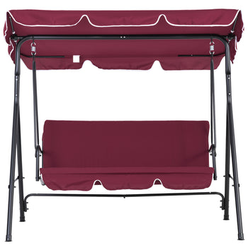 Outdoor Patio Swing Chair with Adjustable Tilt Canopy and Removable Cushion, Red
