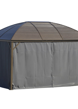 10' x 13' Hardtop Gazebo with Curtains, Netting, Pavilion with Steel Roof Ceiling Hook for Garden Patio, Gray