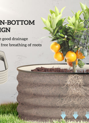 6.4' x 2' x 1.4' Galvanized Raised Garden Bed Kit, Metal Planter Box with Safety Edging, Cream