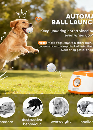 Automatic Dog Ball Launcher with 26-80 FT Distance, Automatic Ball Launcher for Medium and Large Dogs, Orange