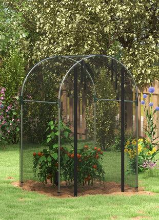 Galvanized Steel Crop Cage, Plant Protection Tent with Zippered Door, 4' x 4', Black