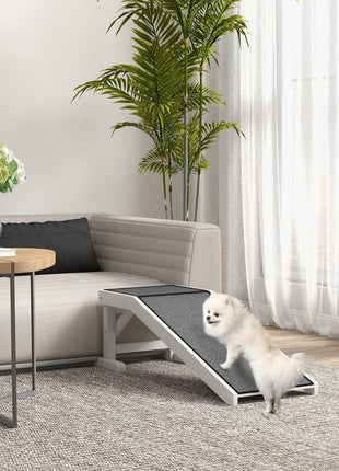 49" Pet Ramp for Dogs & Cats with Non-Slip Carpet, White