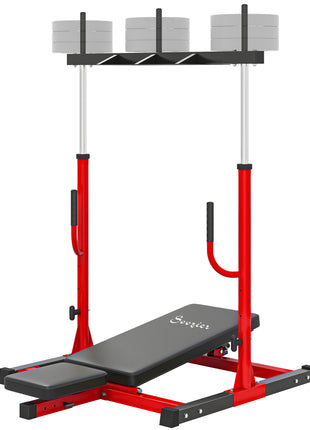 Vertical Leg Press Machine with Adjustable Leg, Back, and Head Positions, 1" Standard Plate Compatible, Red