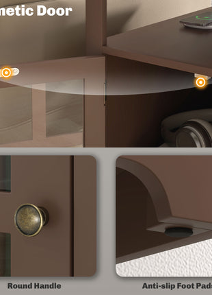Narrow Side Table End Table with Charging Station, USB Ports, Modern End Table with Storage for Living Room, Brown