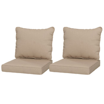 Patio Chair Cushions Set of 2 with Seat & Backrest, Fade Resistant Seat Replacement Cushion Set, Beige