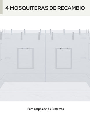 Canopy Screen Walls, Replacement Netting with 6 Service Windows and 1 Door, for 10' x 10' Canopy Tent, White