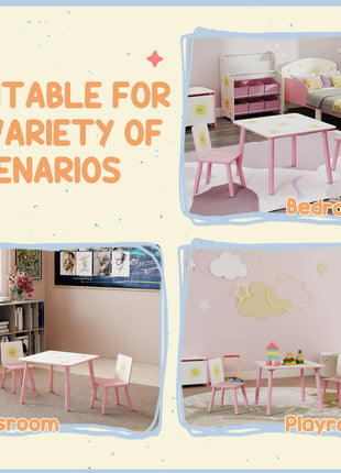 3-Piece Kids Toddler Table and Chair Set Furniture for Boys and Girls Aged 3-8, Bedroom, Nursery, Playroom, Pink