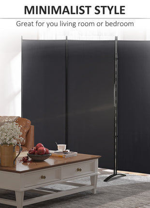 6' 3 Panel Room Divider, Indoor Privacy Screen for Home, Black