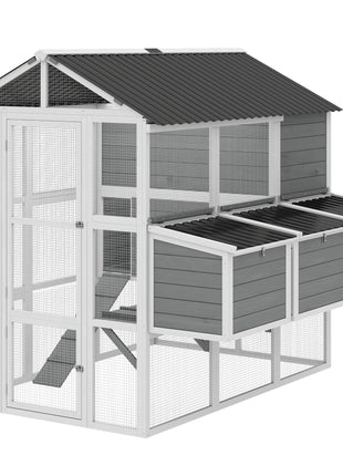 77" Large Chicken Coop for 6-8 Chickens, Outdoor Wooden Hen House Poultry Cage with Run, Nesting Boxes, Waterproof Roof