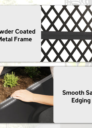 Metal Planter Box with Trellis, Raised Garden Bed with Trellis, Diamond Lattice Privacy Planter for Climbing Plants