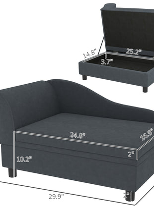 Pet Sofa Bed Couch with Storage, Pet Sofa for Cats and Small Dogs, Dark Gray