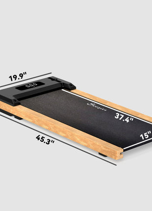 2.5HP Walking Pad, Wood Under Desk Treadmill with Remote Control, Transport Wheels and LED Display for Home Gym Office