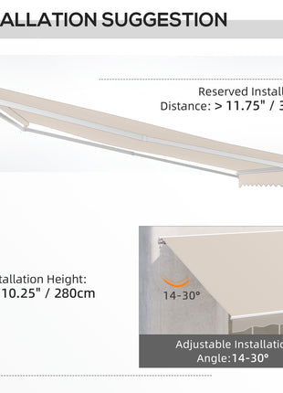 16'x10' Electric Retractable Awning Sunshade Shelter with Remote Controller & Crank Handle for Deck Balcony Yard, Cream
