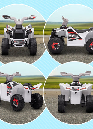 6V Electric Toy Car with Forward Backward, Wear-Resistant Wheels for Ages 18-36 Months, White