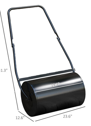 38L Heavy Duty Push/Tow Behind Lawn Roller, U-handle Garden Roller Filled with Water or Sand