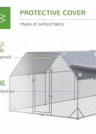Large Chicken Coop Metal Chicken Run with Waterproof and Anti-UV Cover, Flat Shaped Walk in Fence Cage Hen House for Outdoor and Yard Farm Use, 1" Tube Diameter, 9.2' x 18.7' x 6.4'