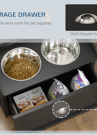 Pet Feeding Station Pet Dish Bowl Set with Storage, 2 Elevated Dog Bowls for Large Sized Dogs, Black