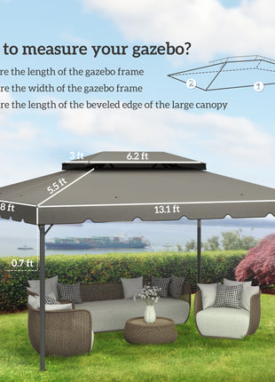 Model 84C-101 or 84C-144 13' x 10' Gazebo Replacement Canopy, Gazebo Top with Double Vented Roof (TOP ONLY), Gray