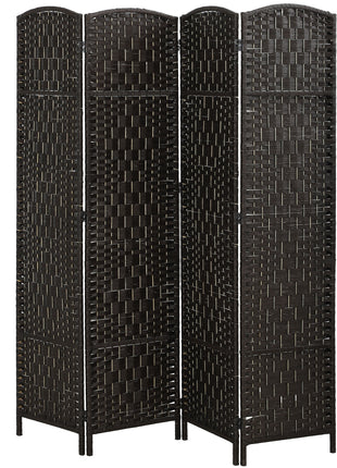 Room Divider, 4 Panel Folding Privacy Screen, 70.9" Tall Portable Weave Partition Wall Divider for Bedroom, Coffee