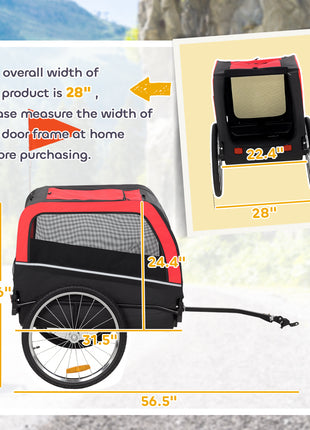 Dog Bike Trailer, Pet Cart Bicycle Carrier with 20" Air Tires, Quick-Release Wheels, Reflectors, Flag