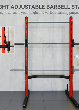 Squat Rack with Pull Up Bar and Barbell Bar Adjustable Bench Press Multi-Function Weight Lifting Half Rack Red