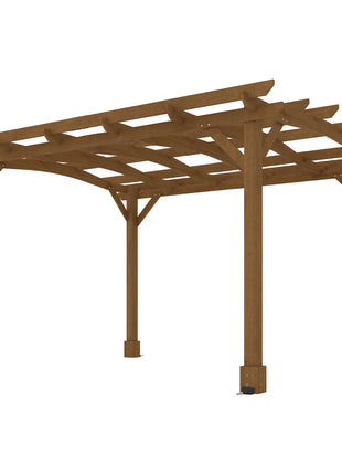 10' x 12' Wood Pergola, Outdoor Gazebo Grape Trellis with Arched Roof for Climbing Plant Support, Dark Brown